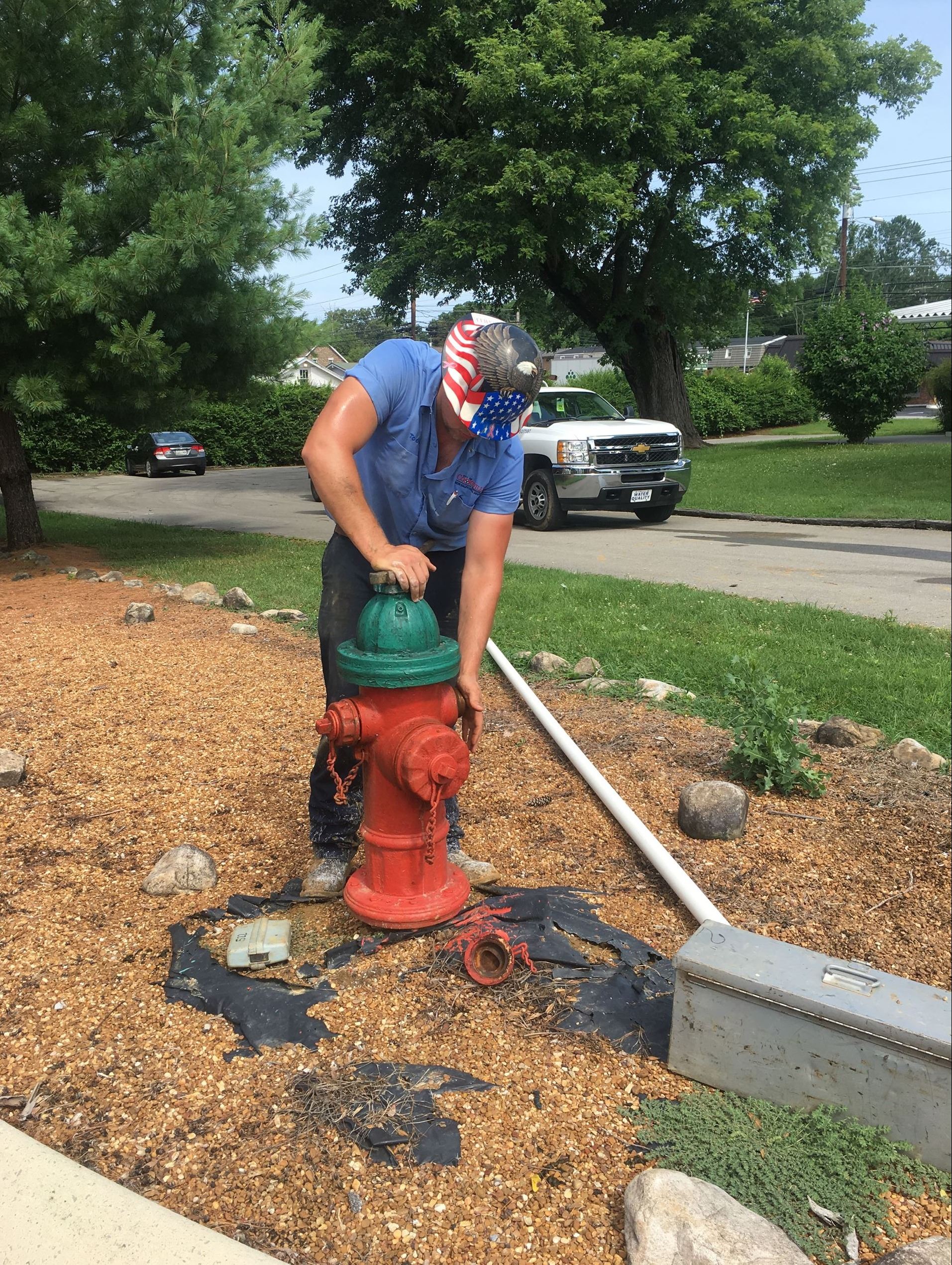 Water Service Crewman Servicing Hydrant