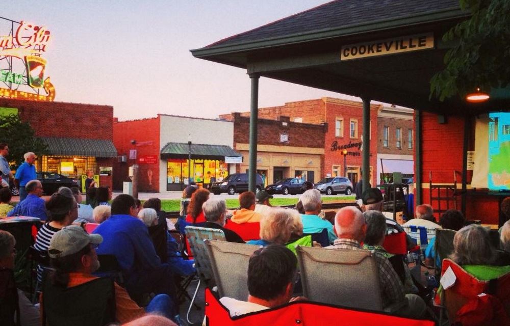 People gather for Depot Summer Cinema