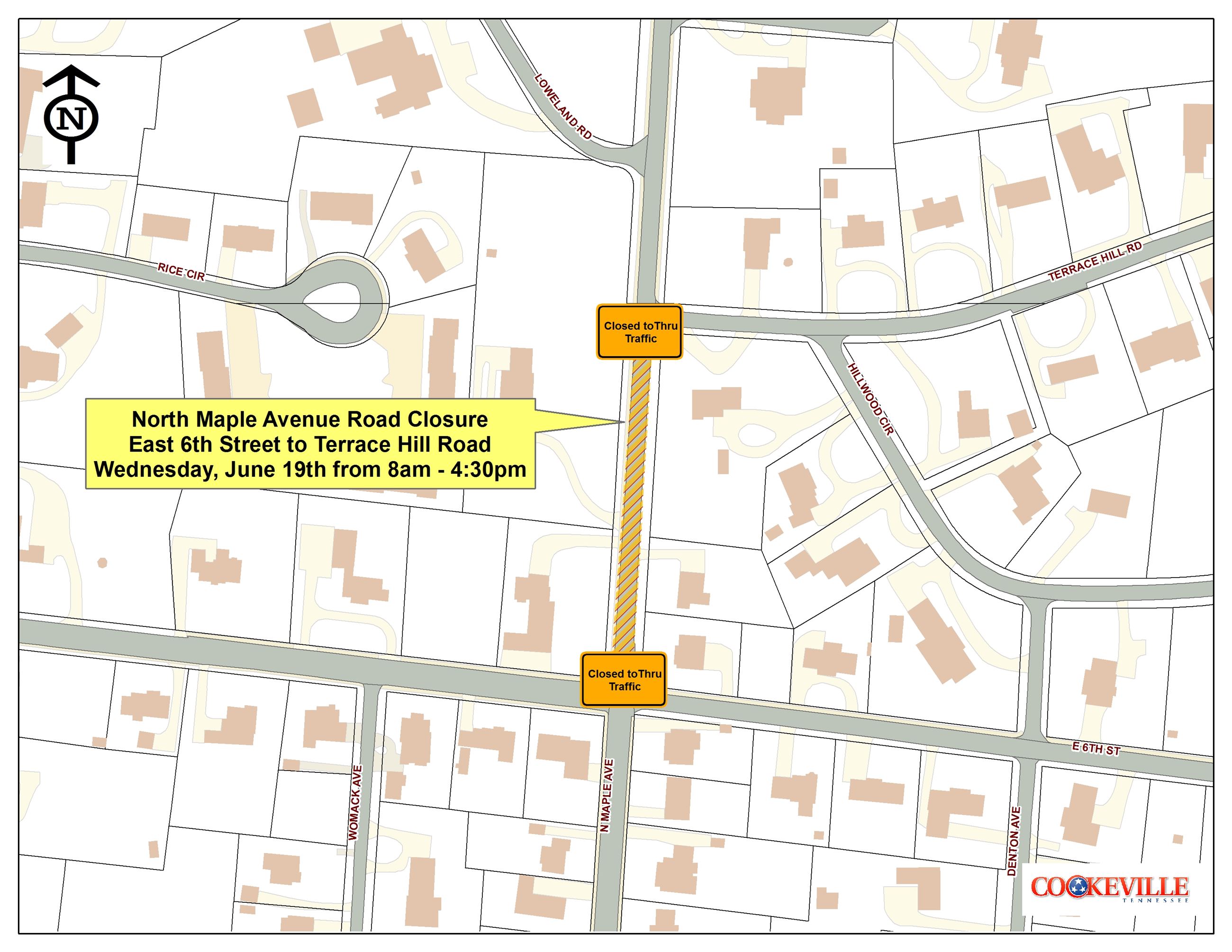 N Maple Ave Road Closed Map