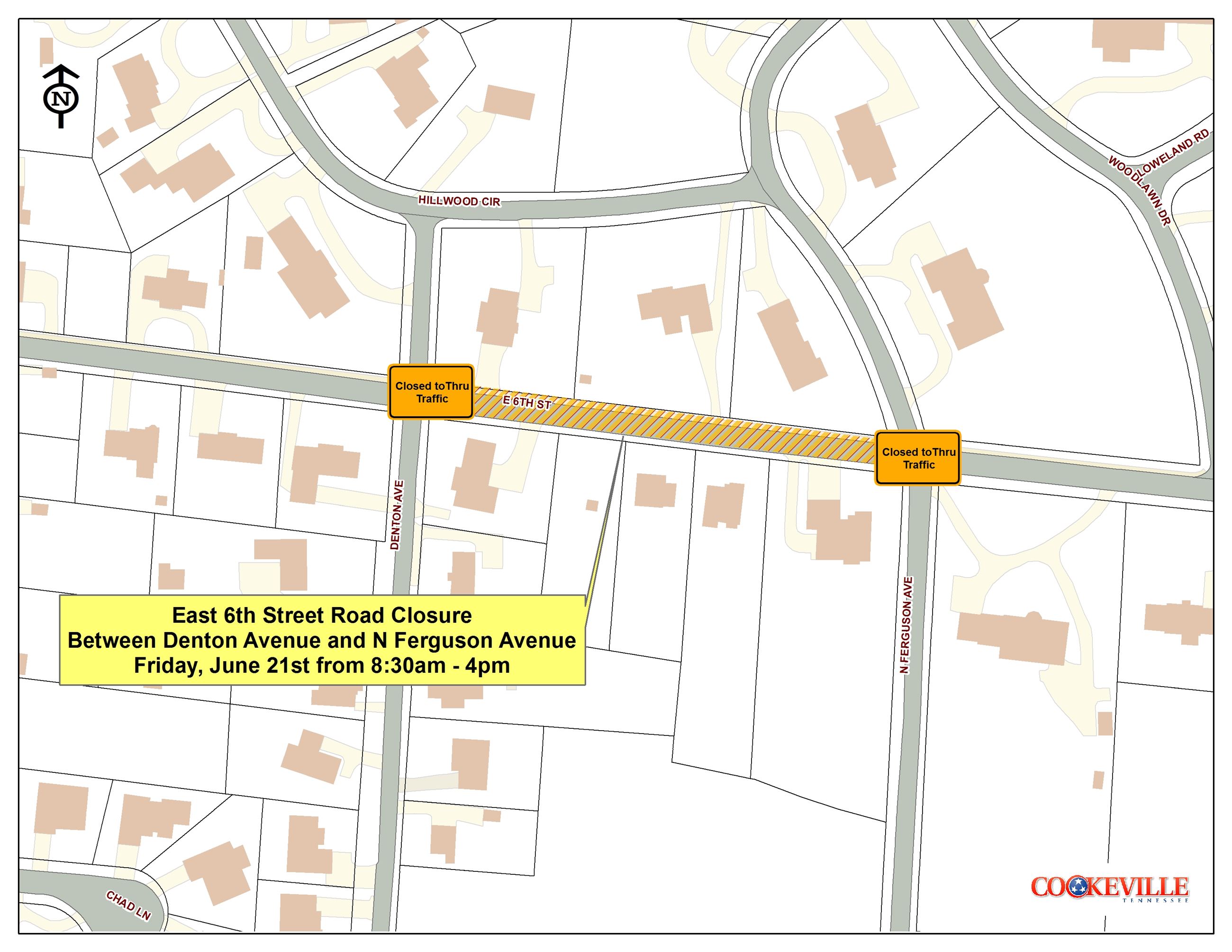 E 6th St Road Closure