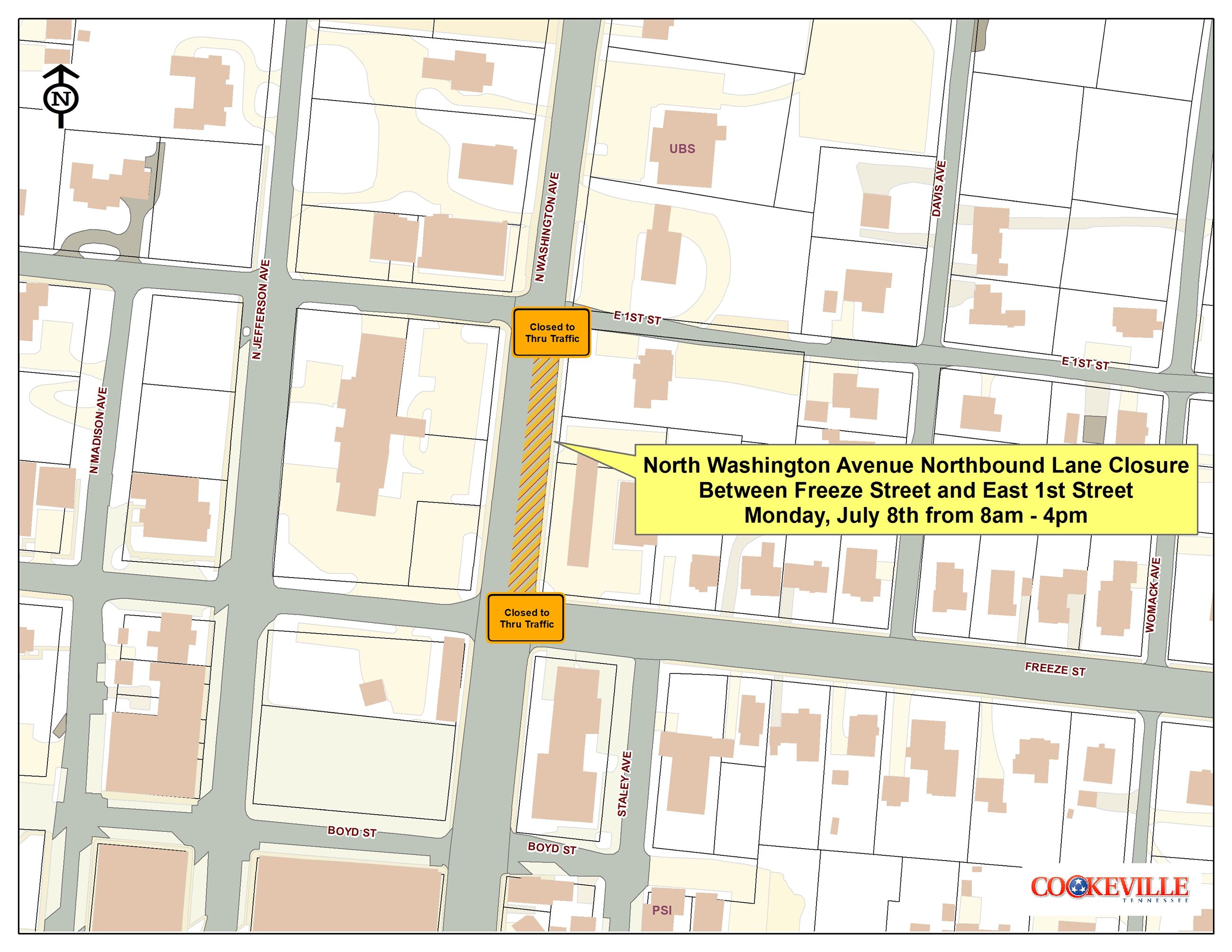 N Washington Ave Northbound Closure