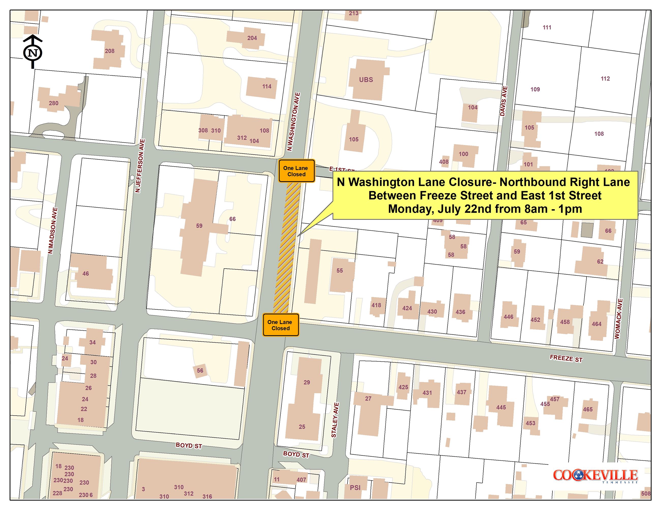 Road Closed Map- N Washington