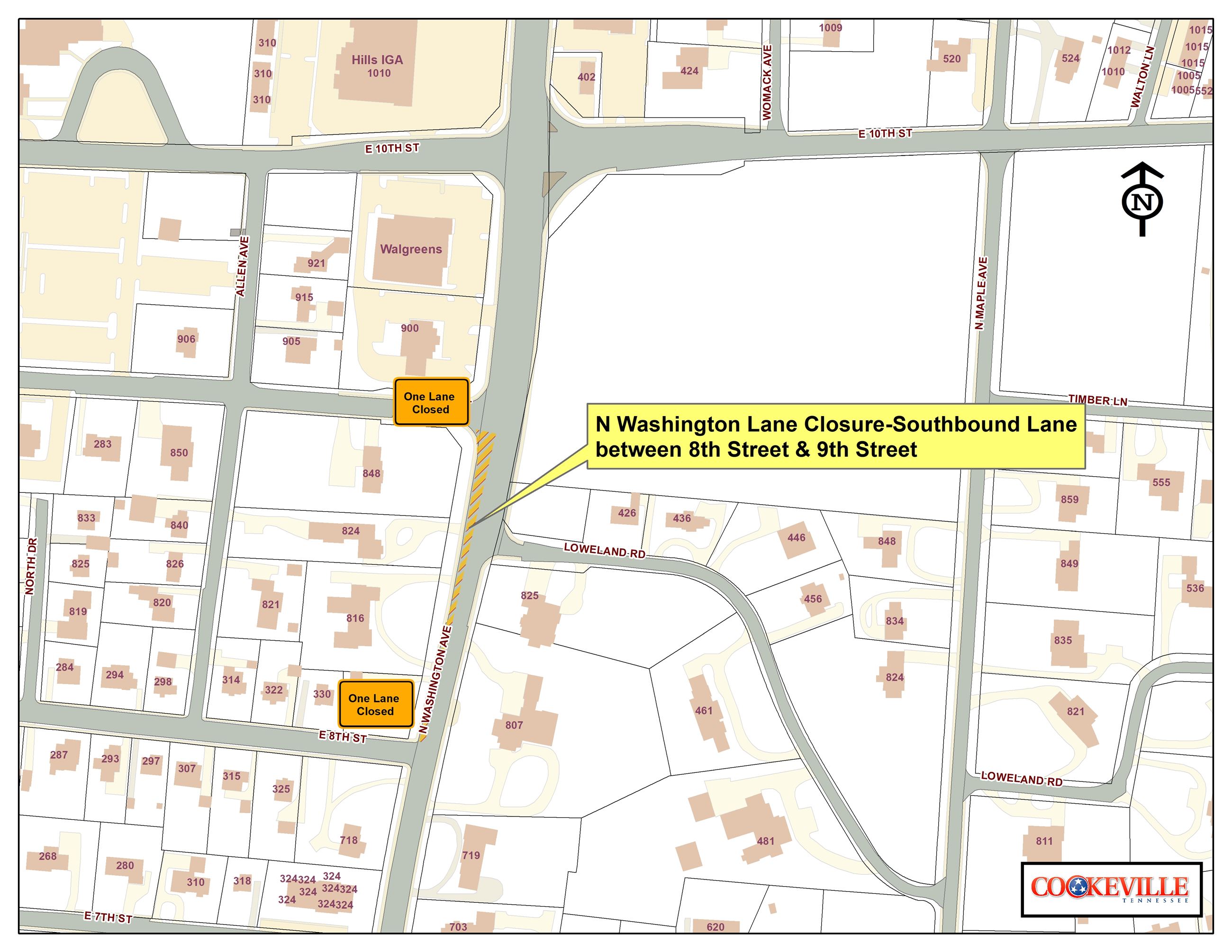 816 N Washington Lateral Road Closed Map