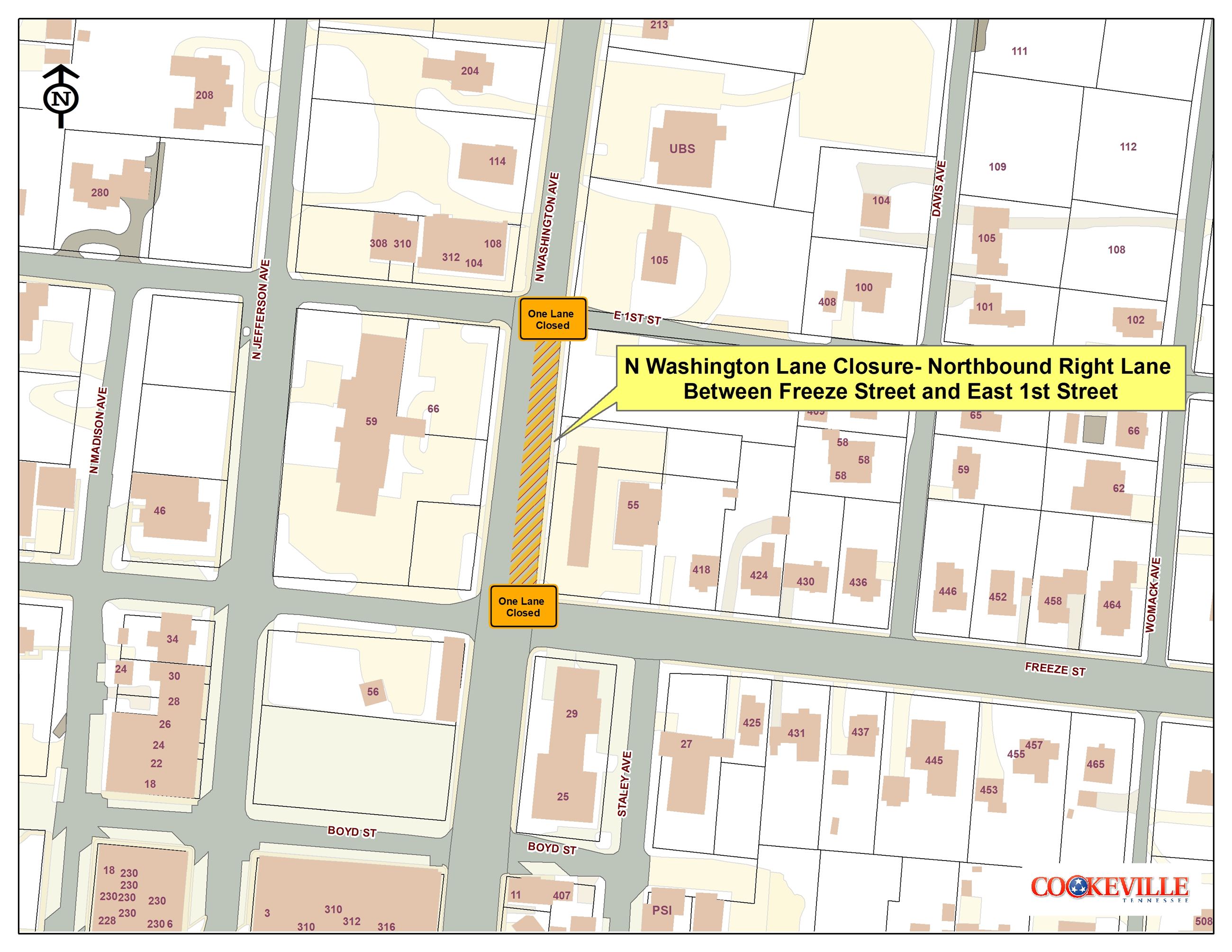 N Washington Ave Lane Closure (Aug 7)