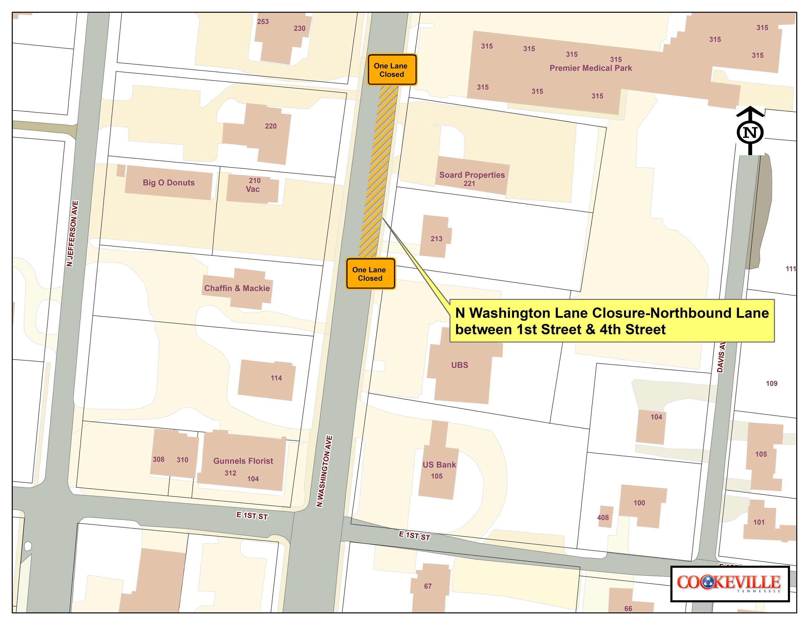 Road Closed Map- N Washington (Sept 19)