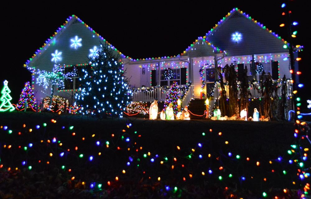A house is decorated for the Merry and Bright Holiday Home Challenge.