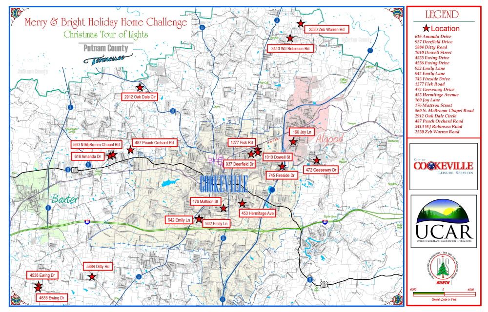 Merry and Bright Tour of Lights map