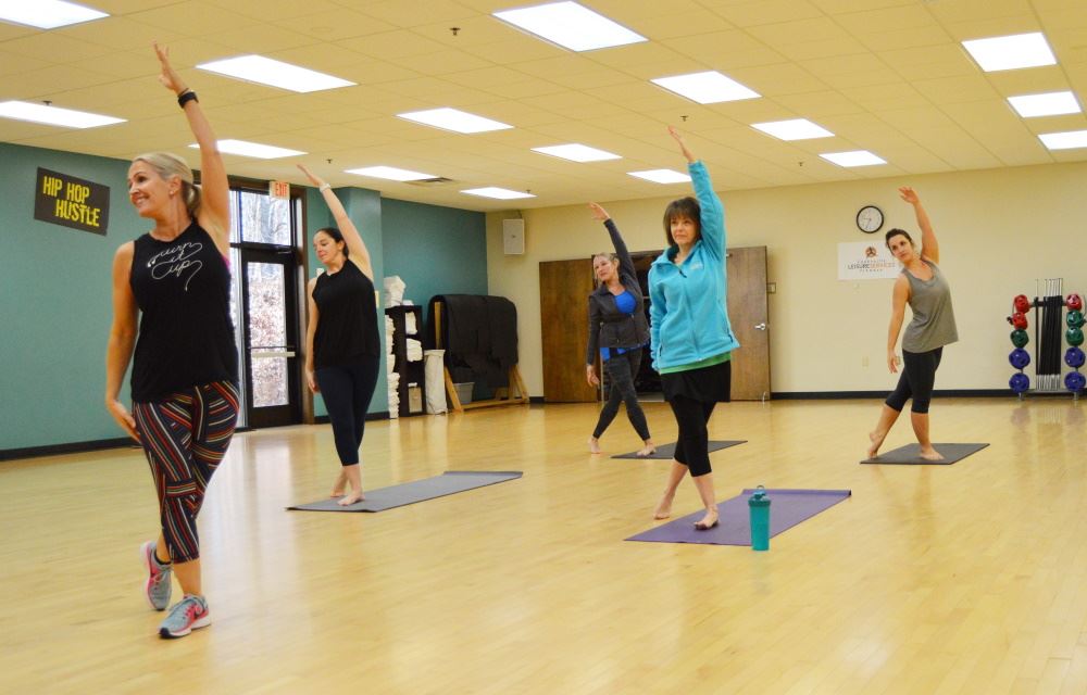 Women gather for a fitness class.