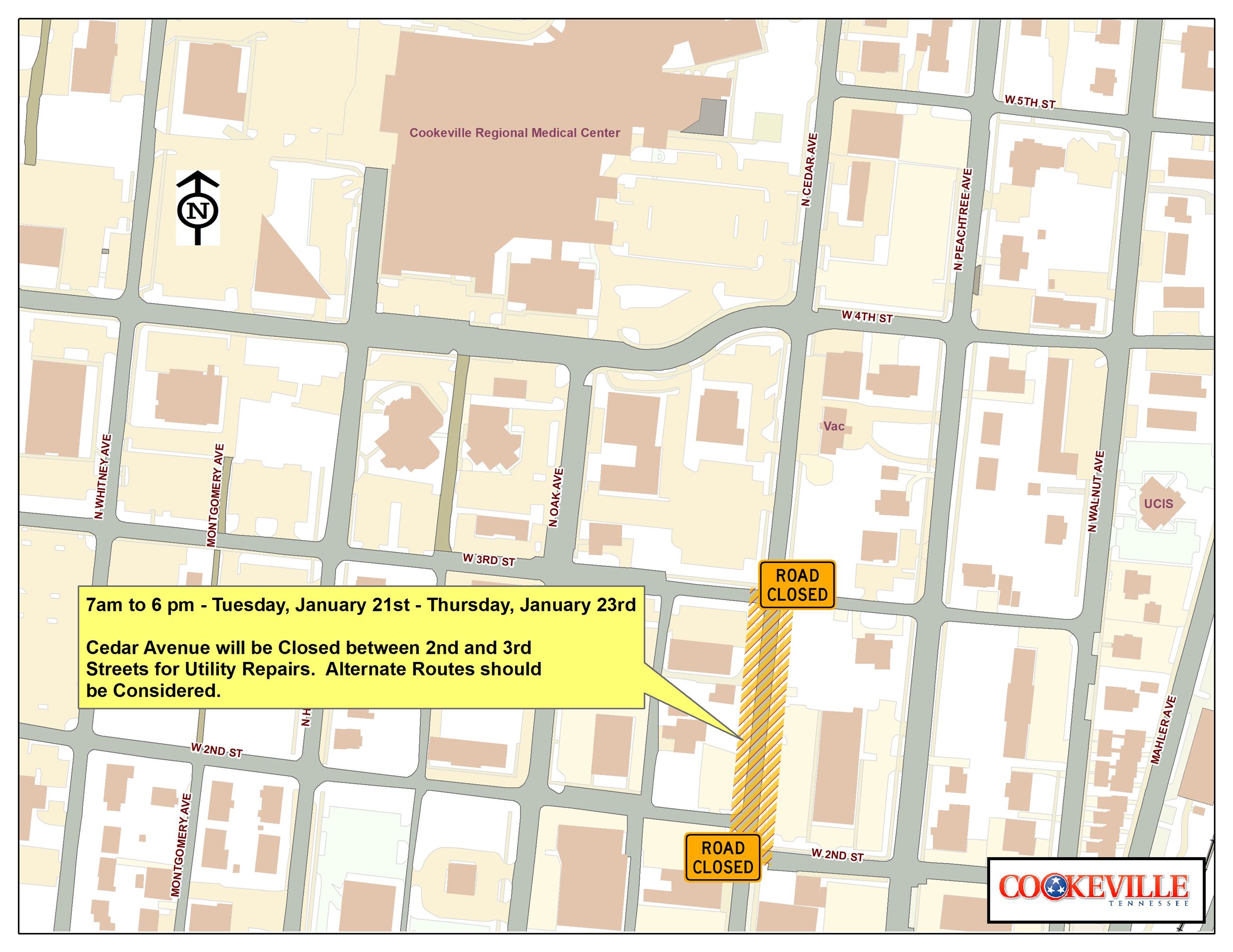 Road Closed Map N Cedar