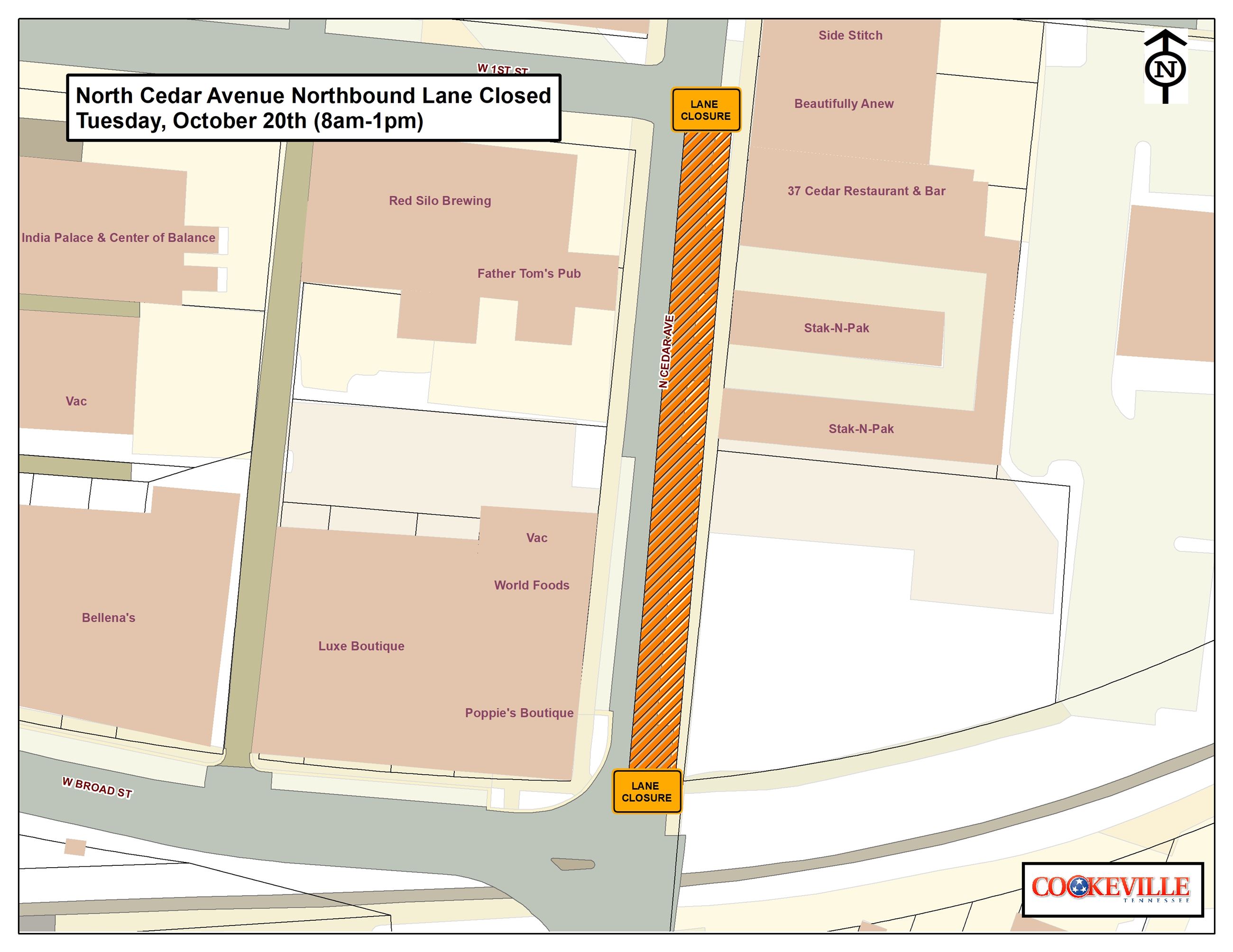 N Cedar Ave Lane Closure