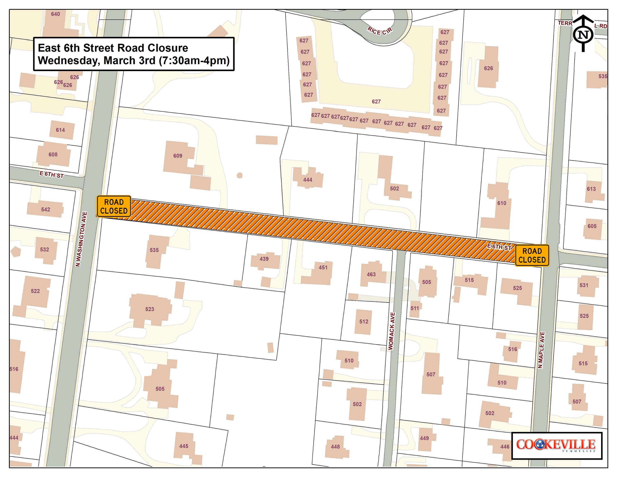E 6th St Road Closure