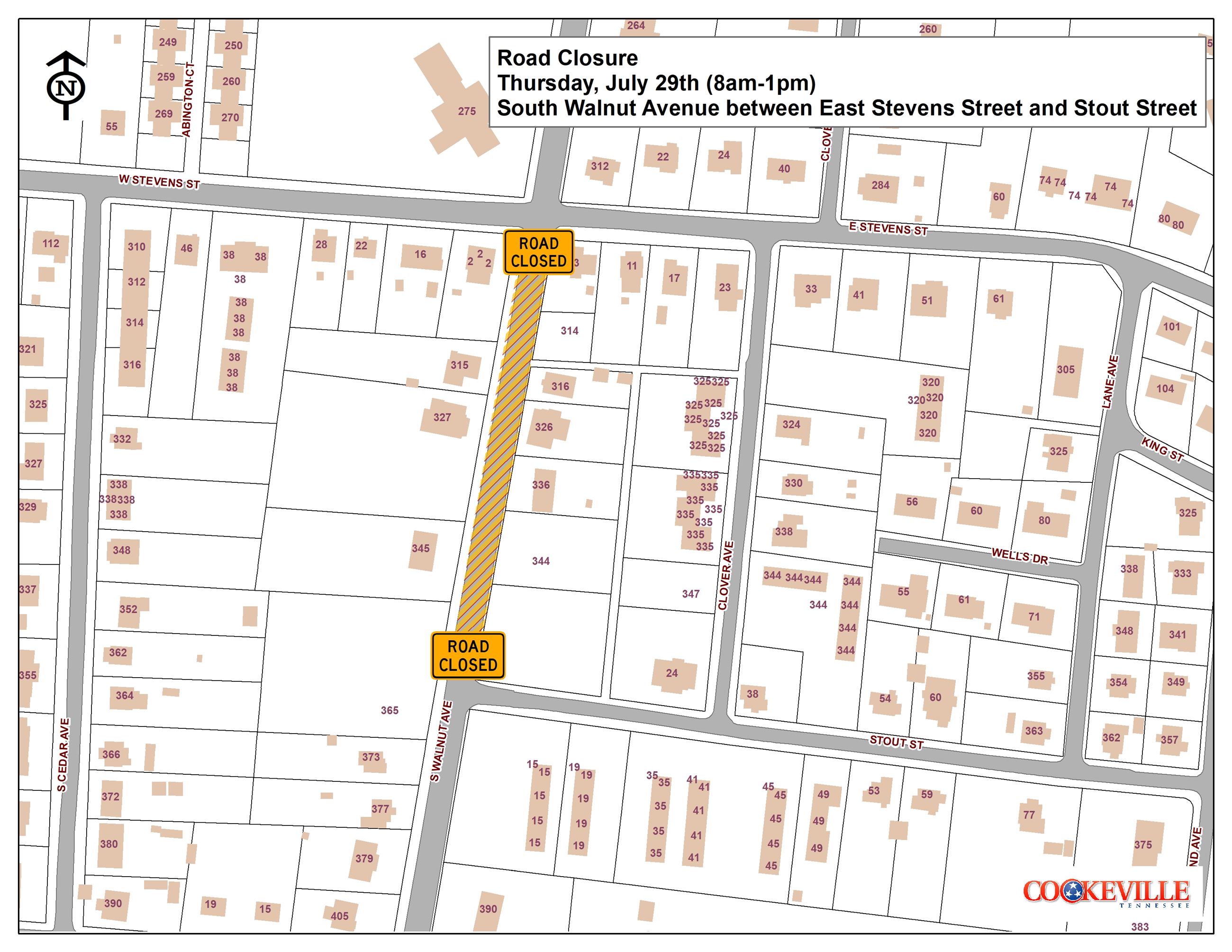 Road Closed Map- S Walnut Ave