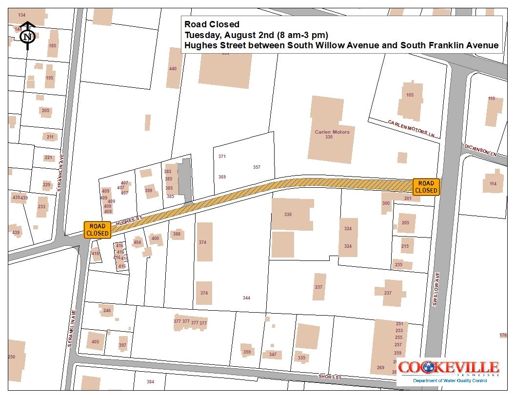 Road Closed Map- Hughes St (Aug 2nd)