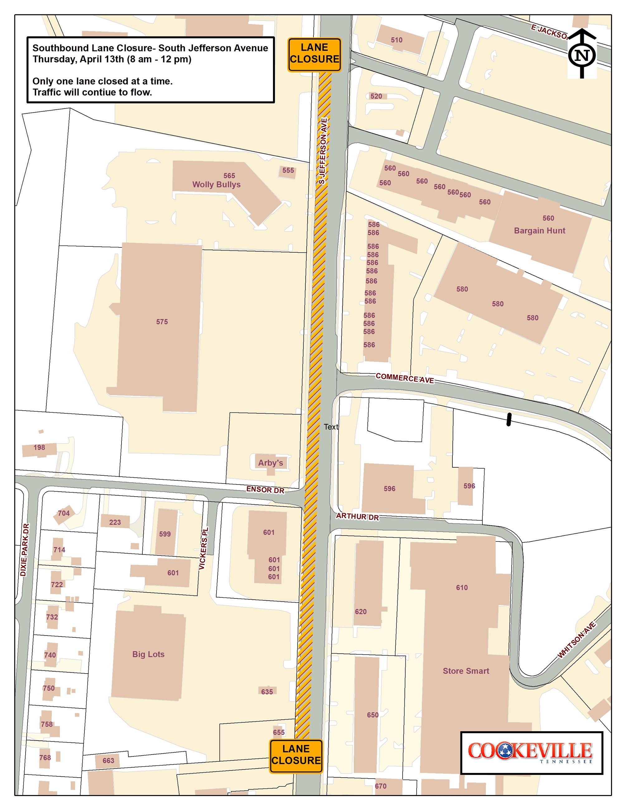 S JEFFERSON LANE CLOSURE- APRIL 13TH