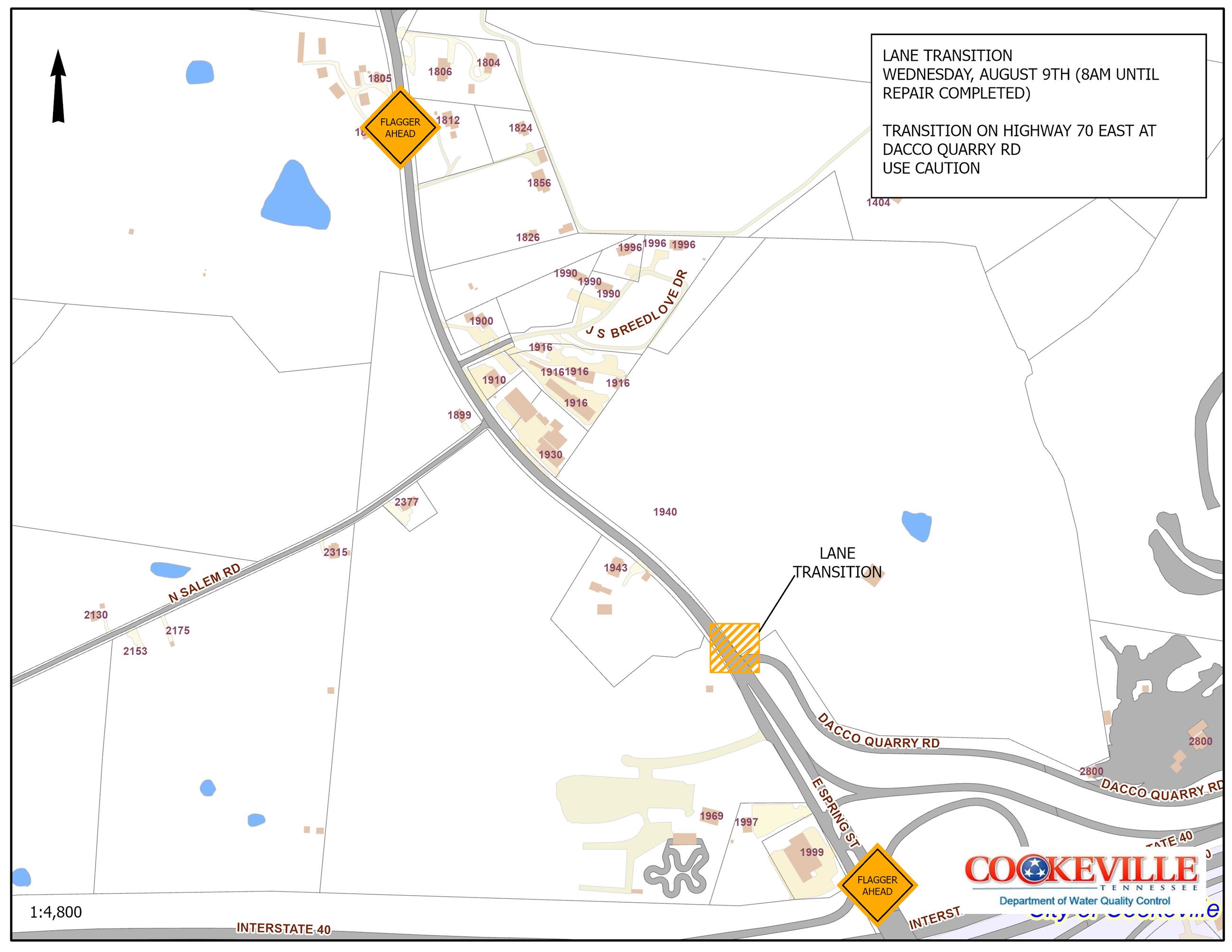 HWY 70 E LANE TRANSITION