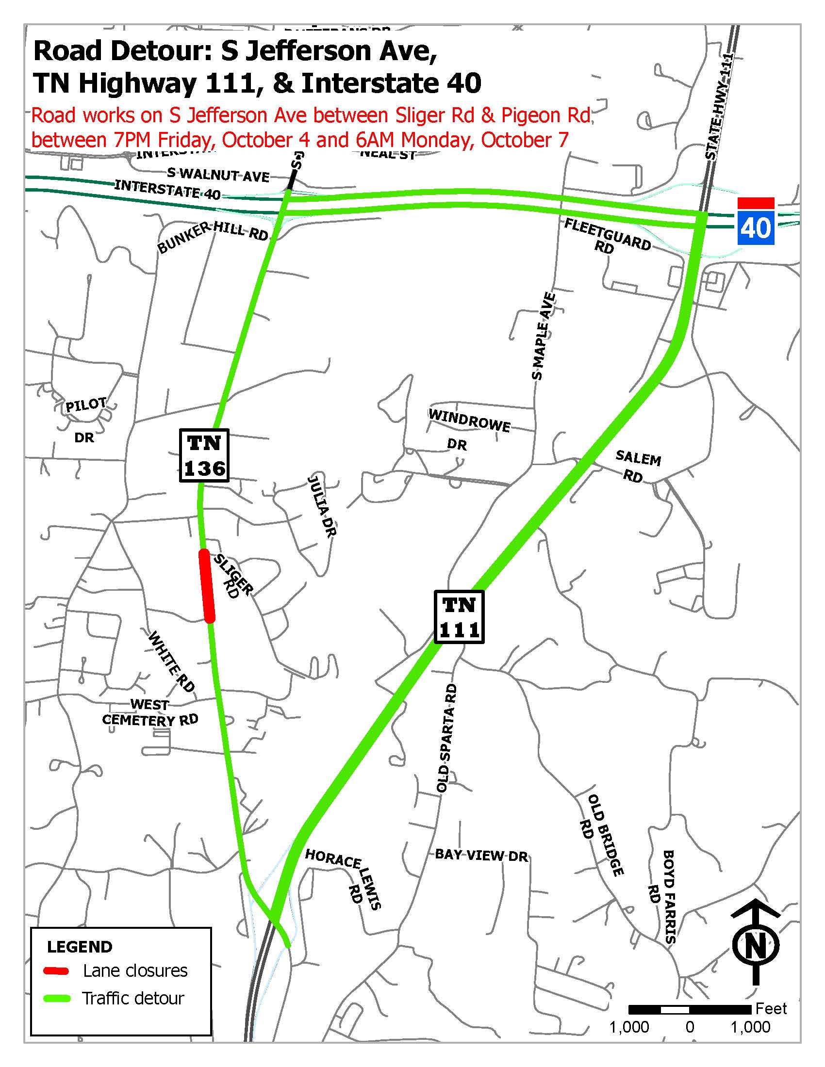 Road Detour S Jefferson
