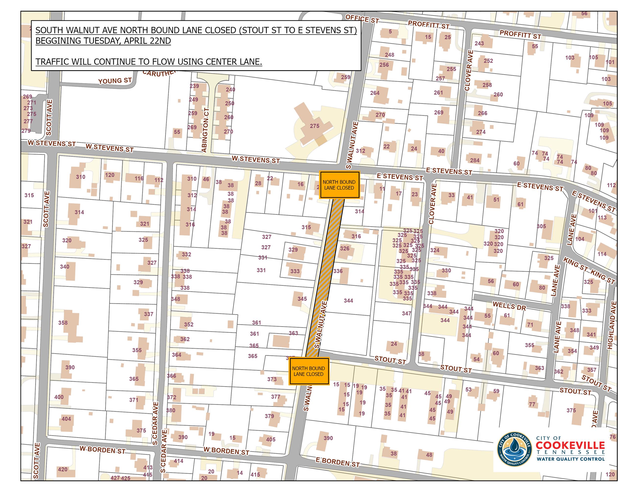 S WALNUT AVE LANE CLOSURE (APRIL 22ND)