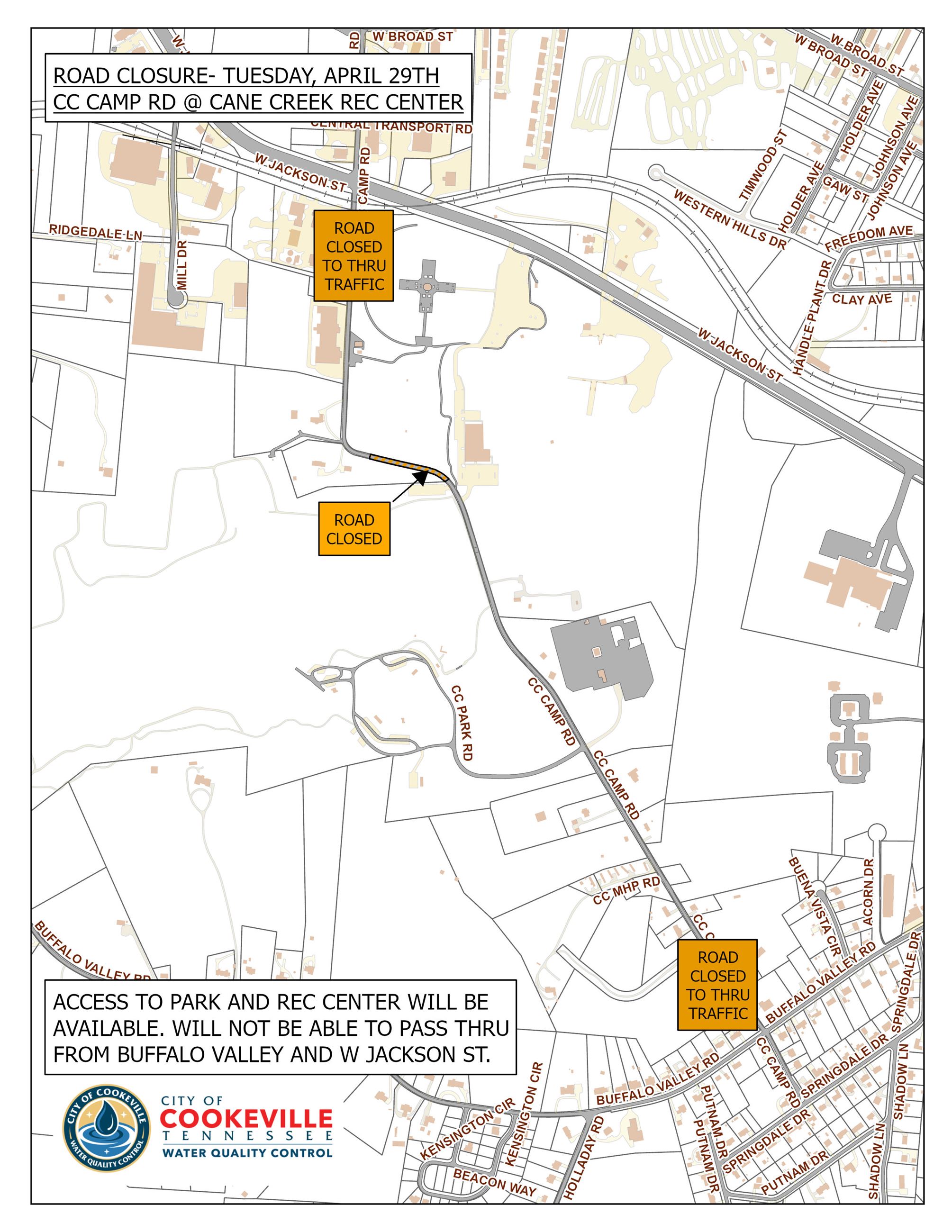ROAD CLOSED MAP- CC CAMP RD (APRIL 29TH)