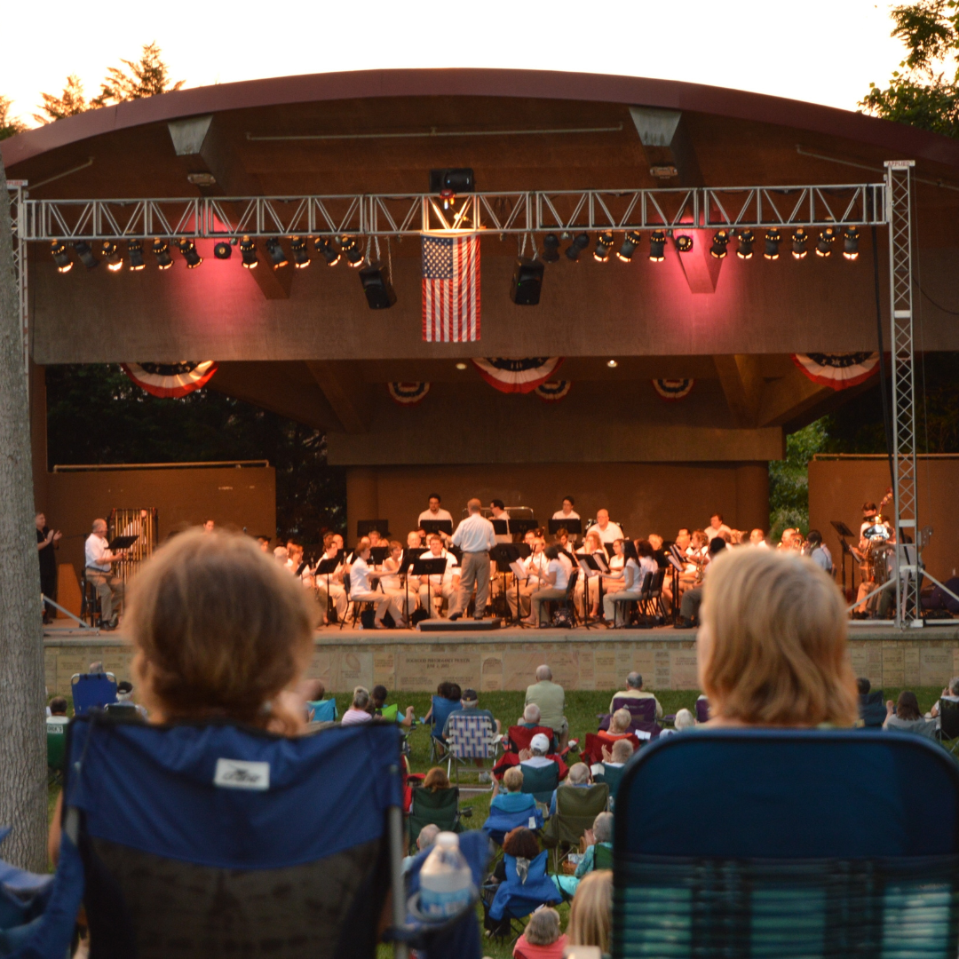 big band sound performing to large crowd at dogwood park