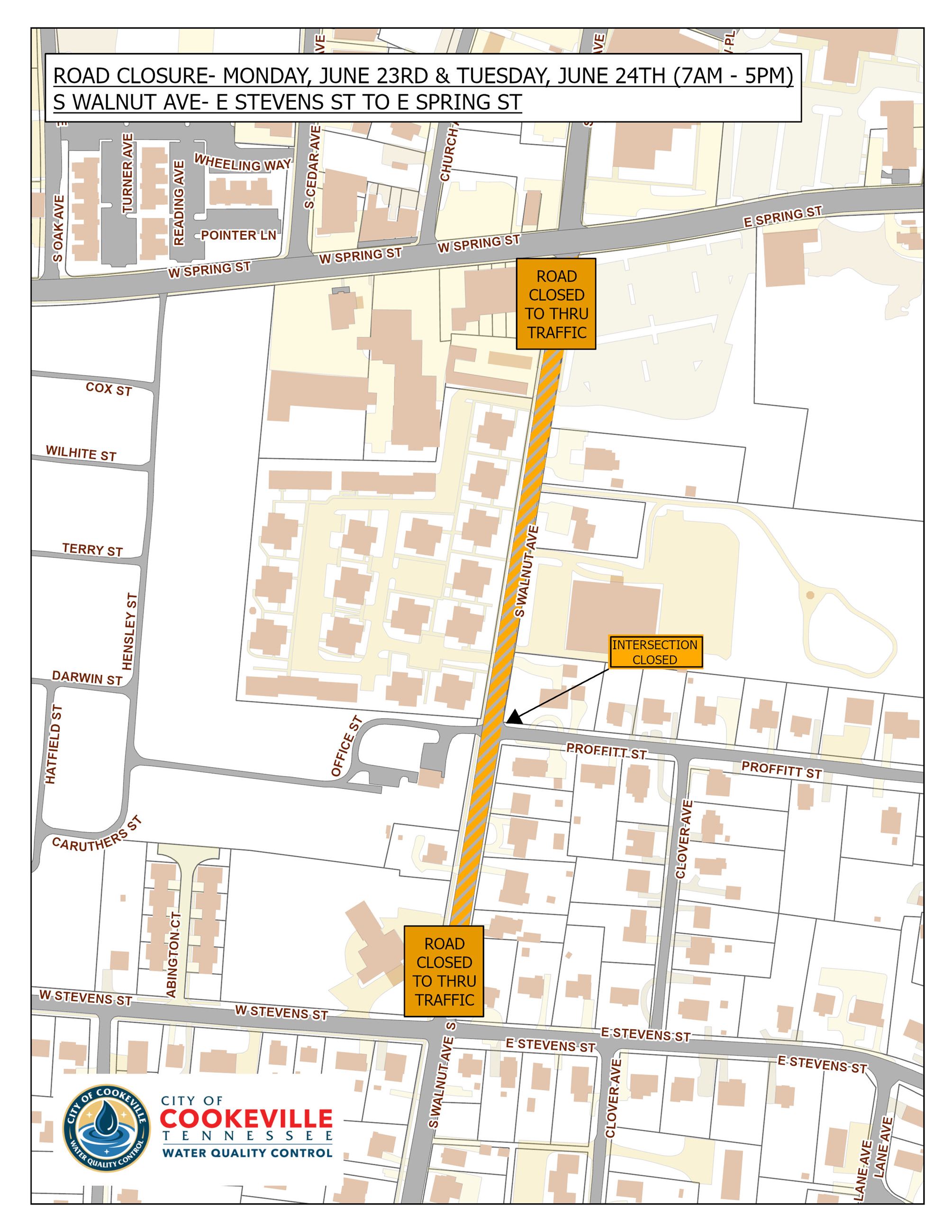 South Walnut Road Closure- June 23rd and 24th