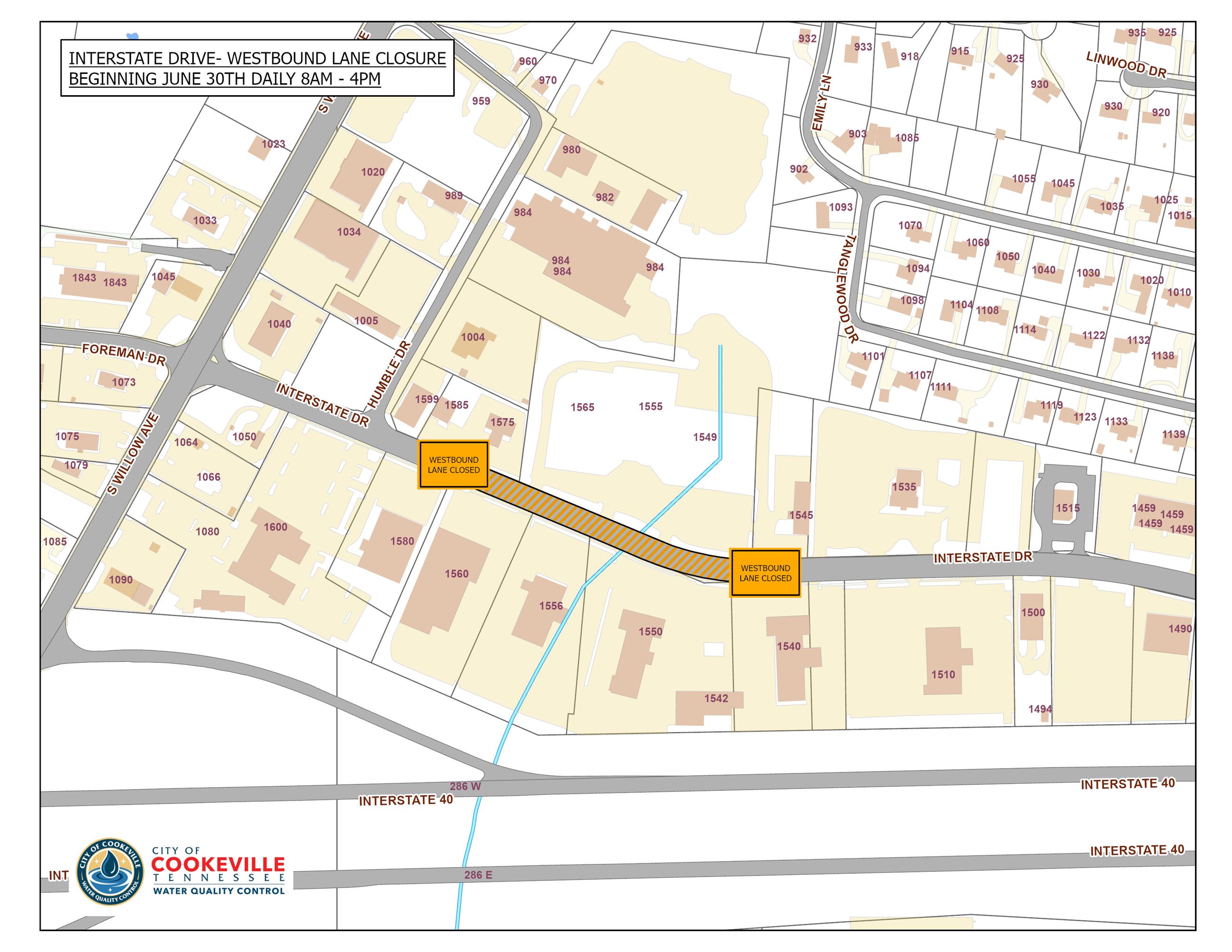 INTERSTATE DR- WESTBOUND LANE CLOSURE