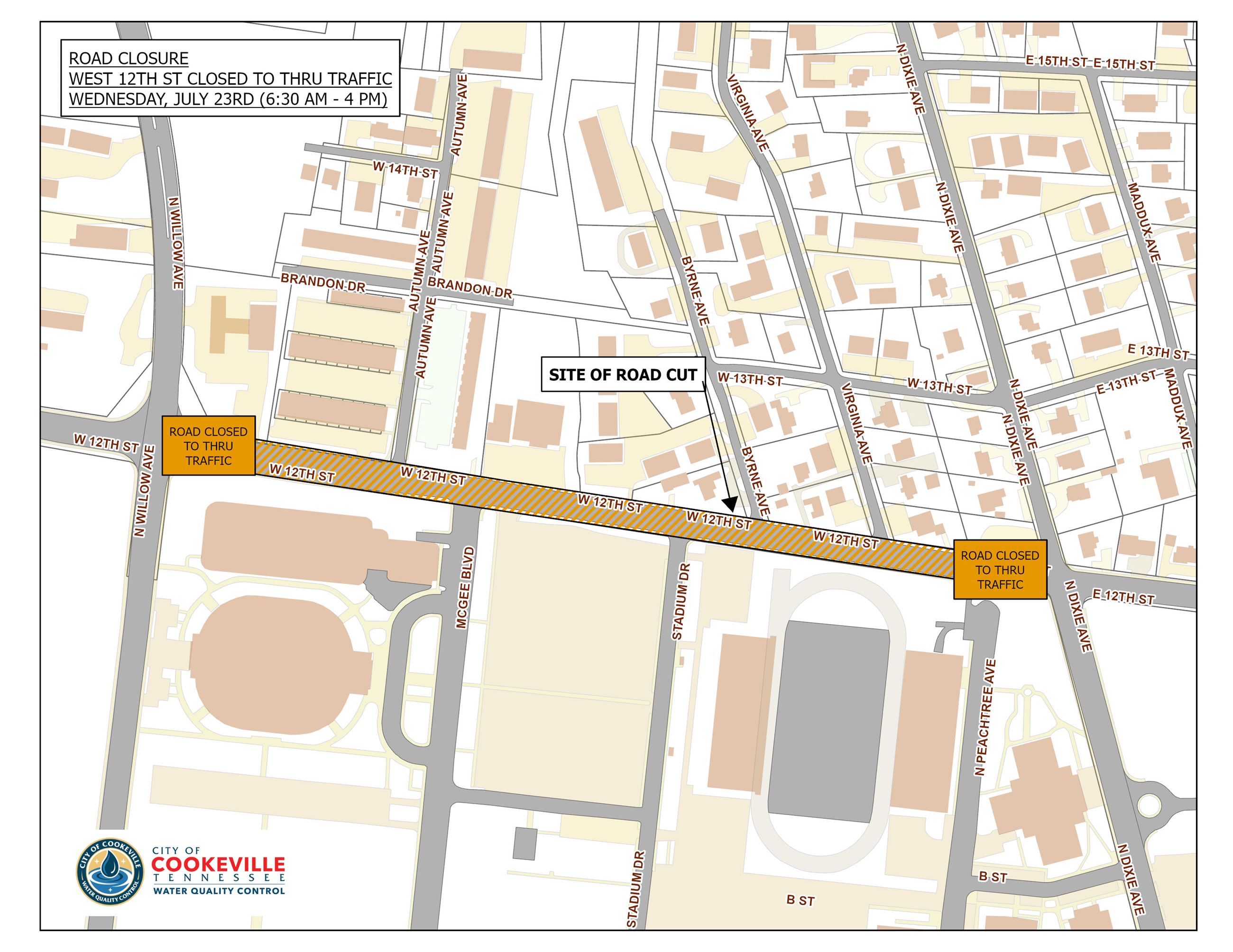 ROAD CLOSURE- W 12TH ST (JULY 23RD)