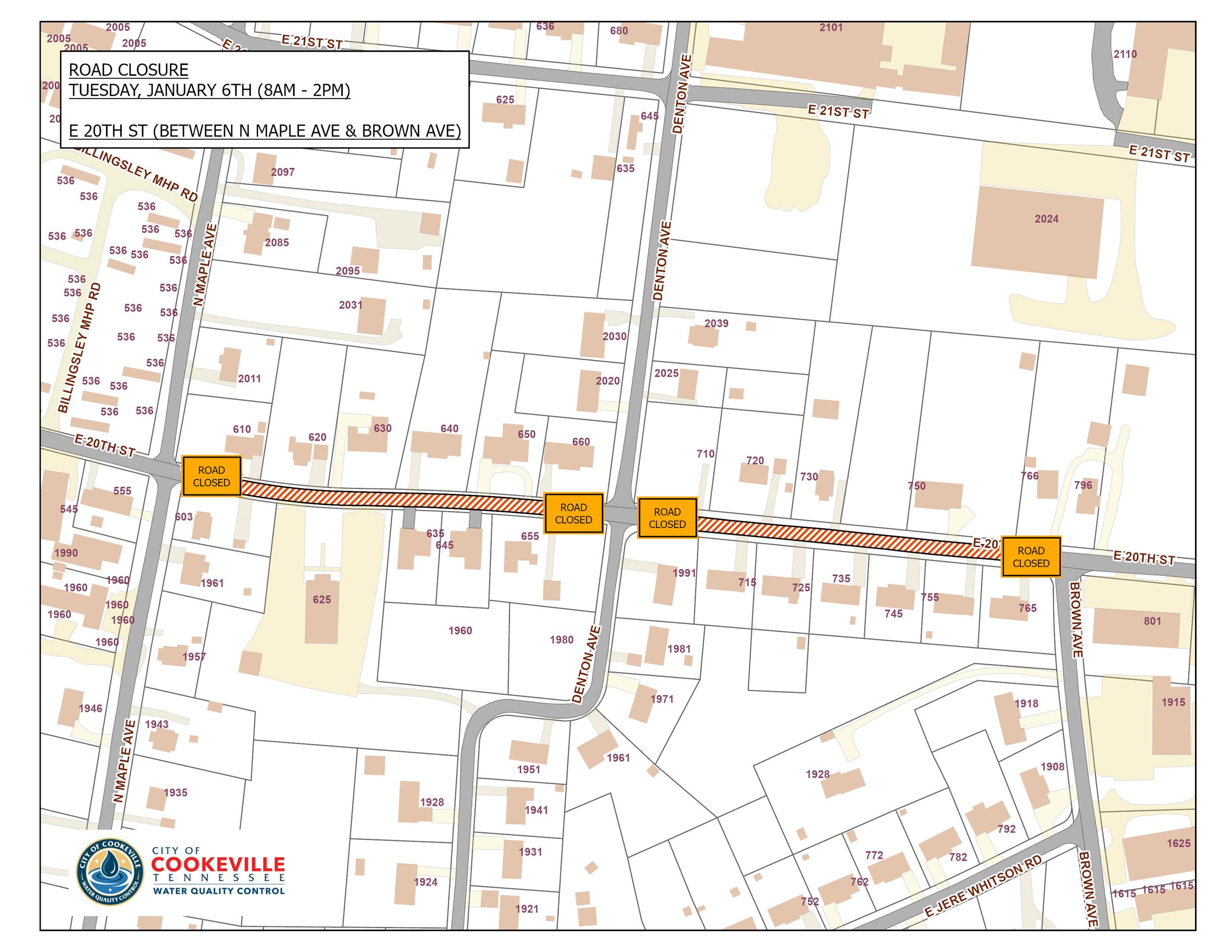 ROAD CLOSURE- E 20TH ST (JAN 6TH)