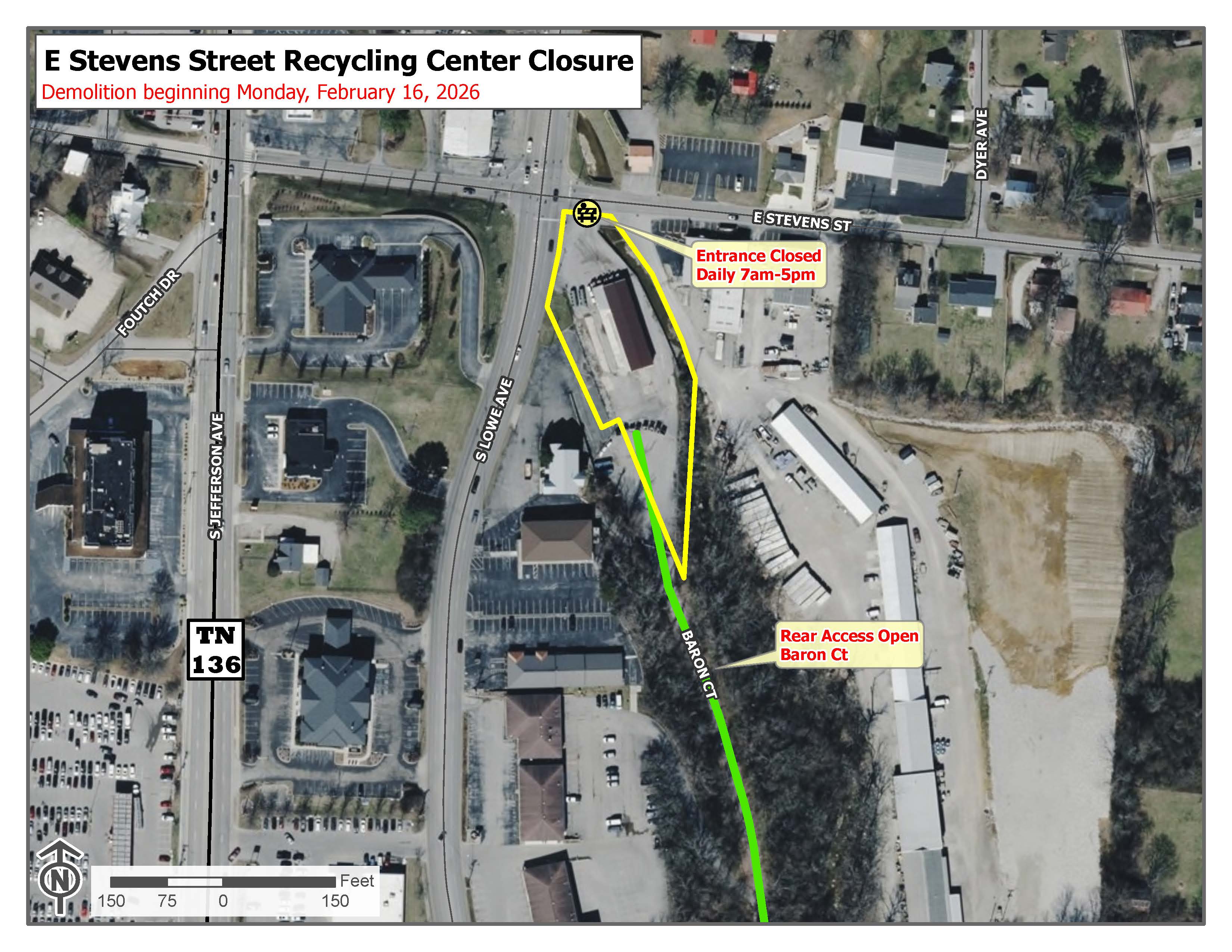 Road Closure E Stevens Recycling